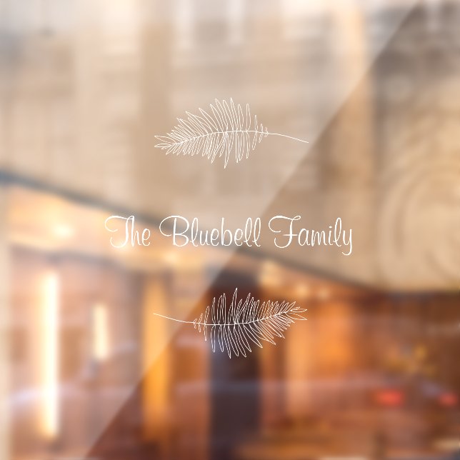 Vinilos Para Cristales White Elegant Family Name Botanical Leaf Sticker (Hoja 2)