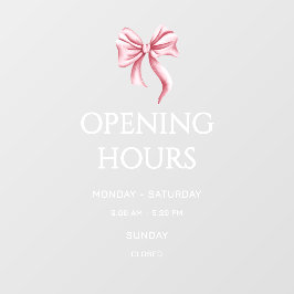 Vinilos Para Cristales White Pink Bow Opening Hours Small Business