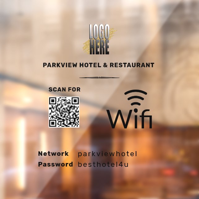 Vinilos Para Cristales WIFI Código QR Ventanilla de logotipo comercial (Hoja 2)