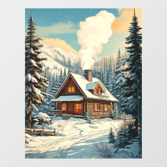 Vinilos Para Cristales Winter Cabin Window Cling (Hoja)
