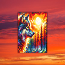 Wolf Face con el sol y el bosque |