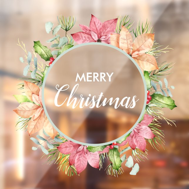 Vinilos Para Cristales Wreath Poinsettia Holly Berries (Hoja 2)