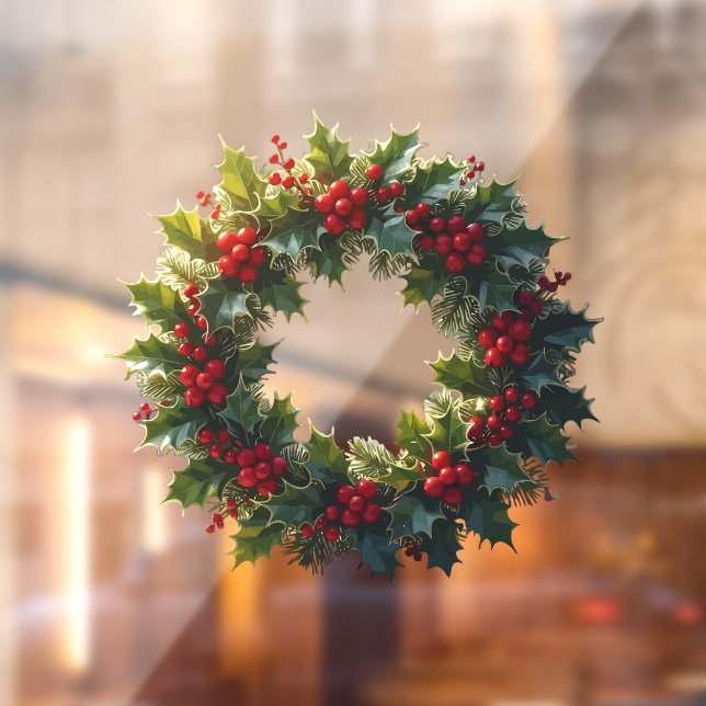 Vinilos Para Cristales Wreath With Holly Berries Vector Art Logo (Hoja 2)