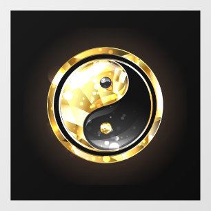 Vinilos Para Cristales Yin Yang dorado en negro
