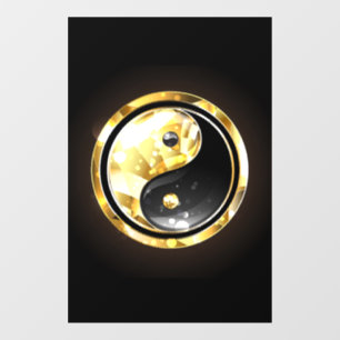 Vinilos Para Cristales Yin Yang dorado en negro