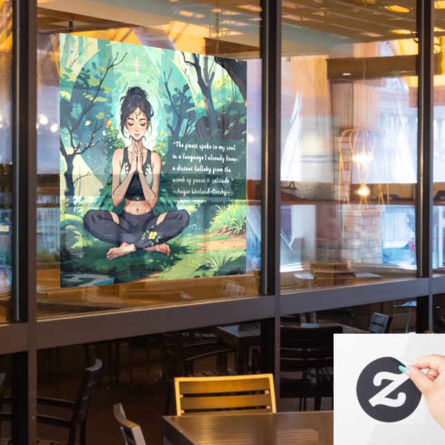 Vinilos Para Cristales Yoga Forestal Natural Meditación Reiki Master Cita (ventana del restaurante)