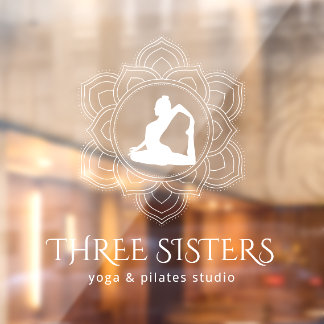 Vinilos Para Cristales Yoga Studio Simple Mandala Profesional Blanco