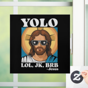 Vinilos Para Cristales YOLO LOL JK BRB Jesús Divertida Pascua