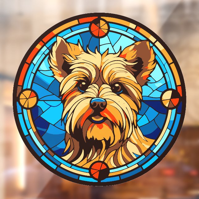 Vinilos Para Cristales Yorkshire Terrier Dog Raza Faux Stained Glass (Hoja 2)