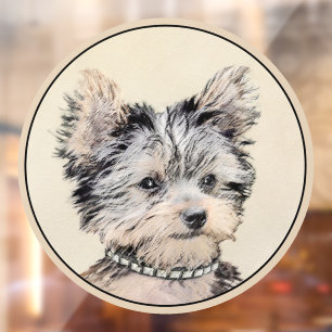 Vinilos Para Cristales Yorkshire Terrier Puppy Pintando Arte Original De 