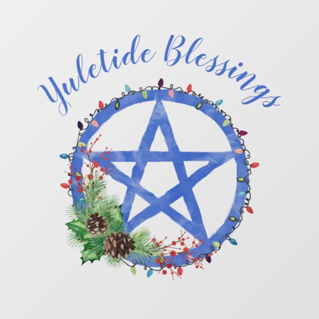 Vinilos Para Cristales Yuletide Blessing Wiccan Holiday Lights Pentacle (Hoja)