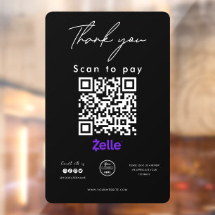 Vinilos Para Cristales Zelle QR Code Escáner para pagar gracias negro