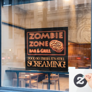 Vinilos Para Cristales Zona zombie comida fresca gritando Halloween