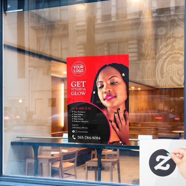 Vinilos personalizados editables para servicios de (Ventana de cafetería)