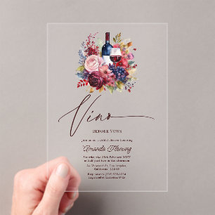Vino Antes de Votos Invitación Floral para Despedi