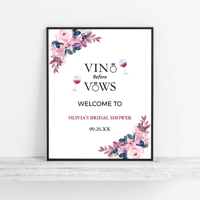Vino Antes De Vows Vino Señal De Bienvenida De Duc (Vino Before Vows Wine Bridal Shower Welcome Sign )