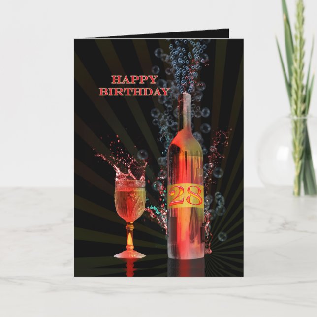 Vino aplastante tarjeta de cumpleaños 28 (Anverso)