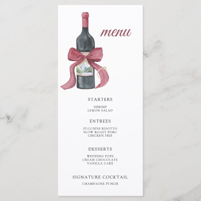 Vino before vows Bridal shower menu (Anverso)