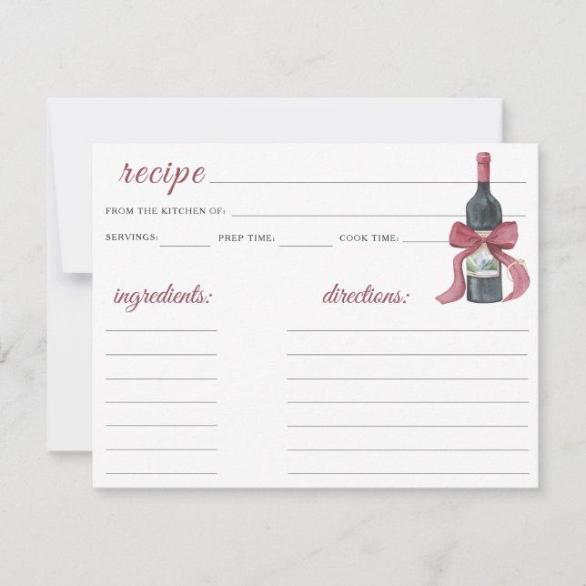 Vino before vows Bridal shower - recipe (Anverso)