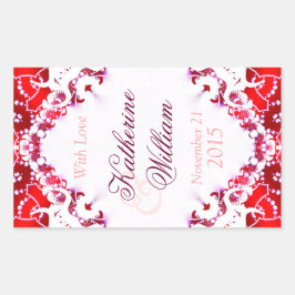 Vino Boda rojo + blanco 4,5 x 2,7" Pegatinas