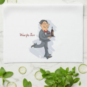 Vino camarero para dos toallas de cocina