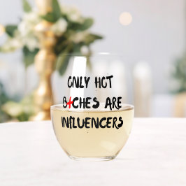 Vino Cita Divertida de Influencer en Vaso de Vidrio par
