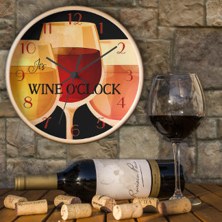 Vino De Acuarela Artística O Reloj De Pared De Rel