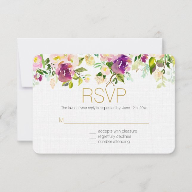 Vino de Borgoña y acuarela rosa Floral RSVP (Anverso)