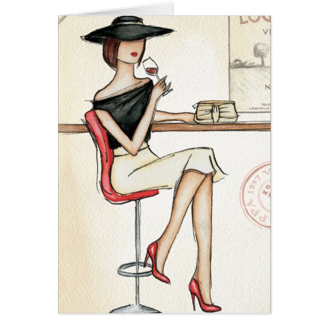 Vino de consumición de la mujer de moda (Frente)