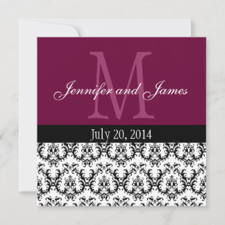 Vino de invitación a la boda monograma Paisley
