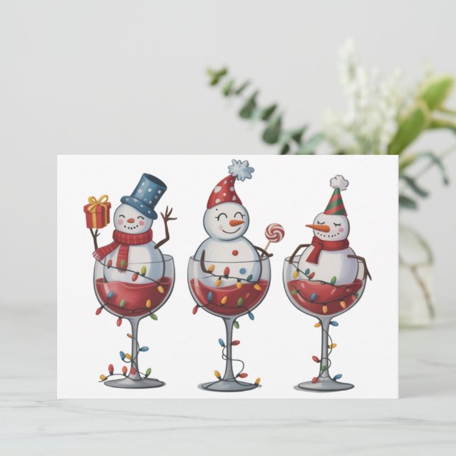 Vino de Navidad Muñecos de Nieve Espíritus Navideñ (Anverso de pie)