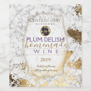 Vino de PLUM casero etiqueta personalizada faux go