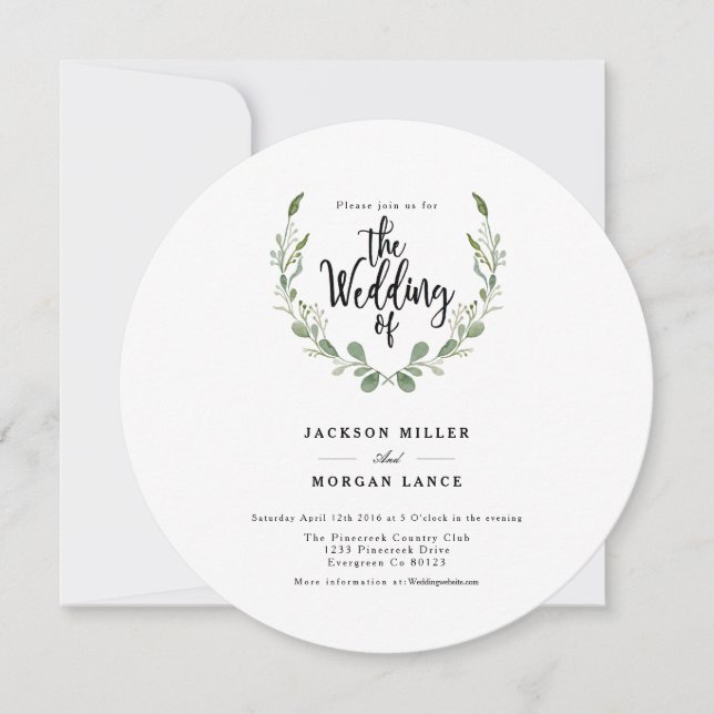 Vino de vegetación rústica | Invitación a la boda  (Anverso)