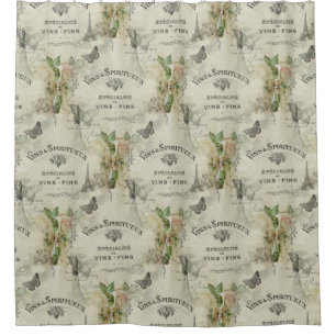 Vino del vintage de París y cortina de ducha de