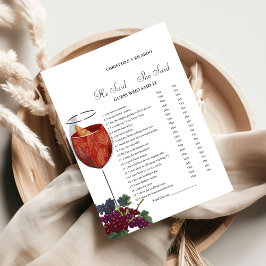 Vino Dijo que dijo que la tarjeta de juego de duch