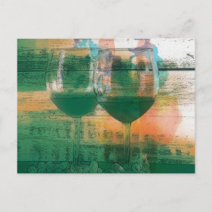 Vino en postal verde