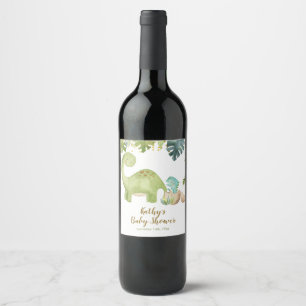 Vino Etiqueta de botella para baby shower de dinosaurio