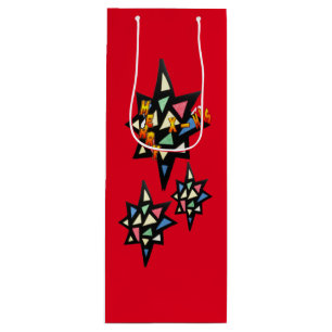 Vino Feliz Navidad Estrellas. bolsa para botellas de vi
