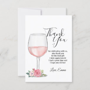 vino, floral, tarjeta de agradecimiento