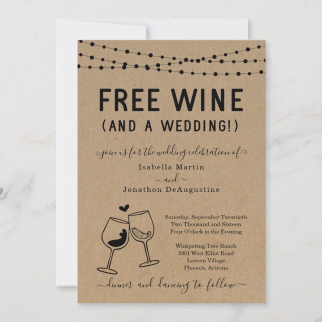 Vino gratis y una invitación a la boda (Anverso)