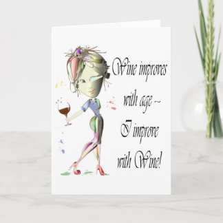 Vino humorístico diciendo tarjeta de felicitación
