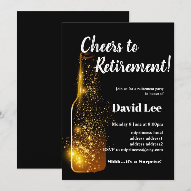 Vino, ovaciones a la jubilación, invitación (Anverso / Reverso)