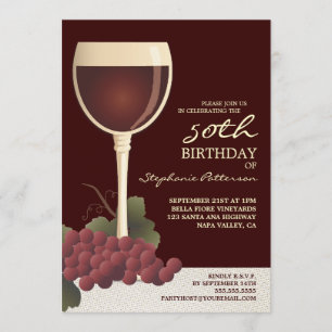 Vino precioso y 50.a invitación del cumpleaños de