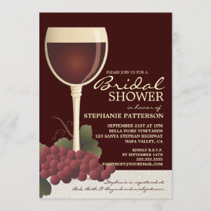 Vino precioso y invitación nupcial de la ducha de