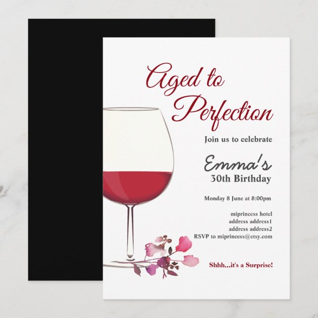 Vino rojo, invitación al vino, adulto a la perfecc (Anverso / Reverso)