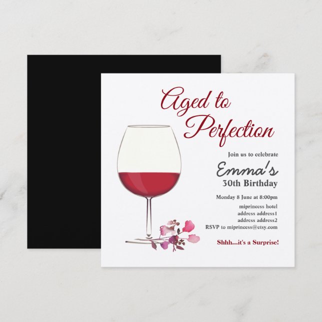 Vino rojo, invitación al vino, adulto a la perfecc (Anverso / Reverso)