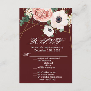 vino rosado del jardín geométrico de la tarjeta de