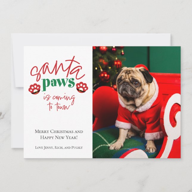 Vino Santa Paws a la tarjeta de vacaciones de Masc (Anverso)