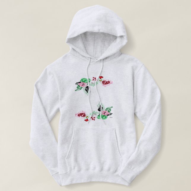 Vino sudadera capuchón básico con Rosas (Diseño del anverso)