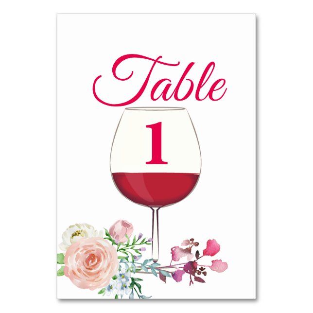 vino tinto, boda, cumpleaños, tarjeta de mesa (Anverso)